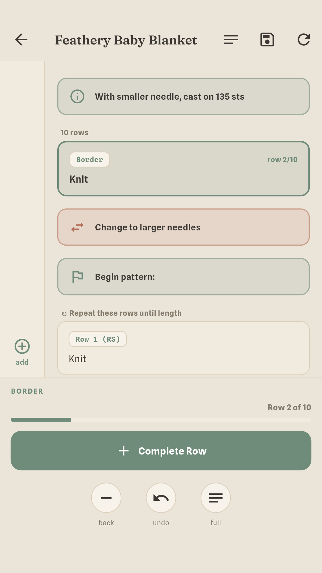Row reader tracking your place row by row